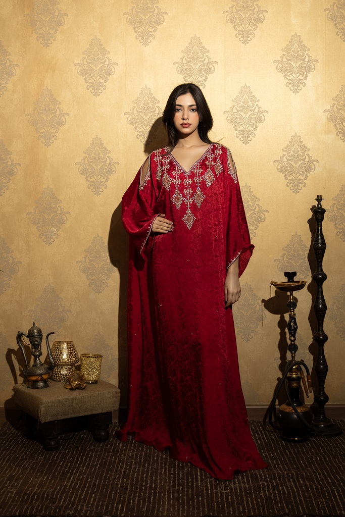 Maroon Jewel-Toned Kaftan