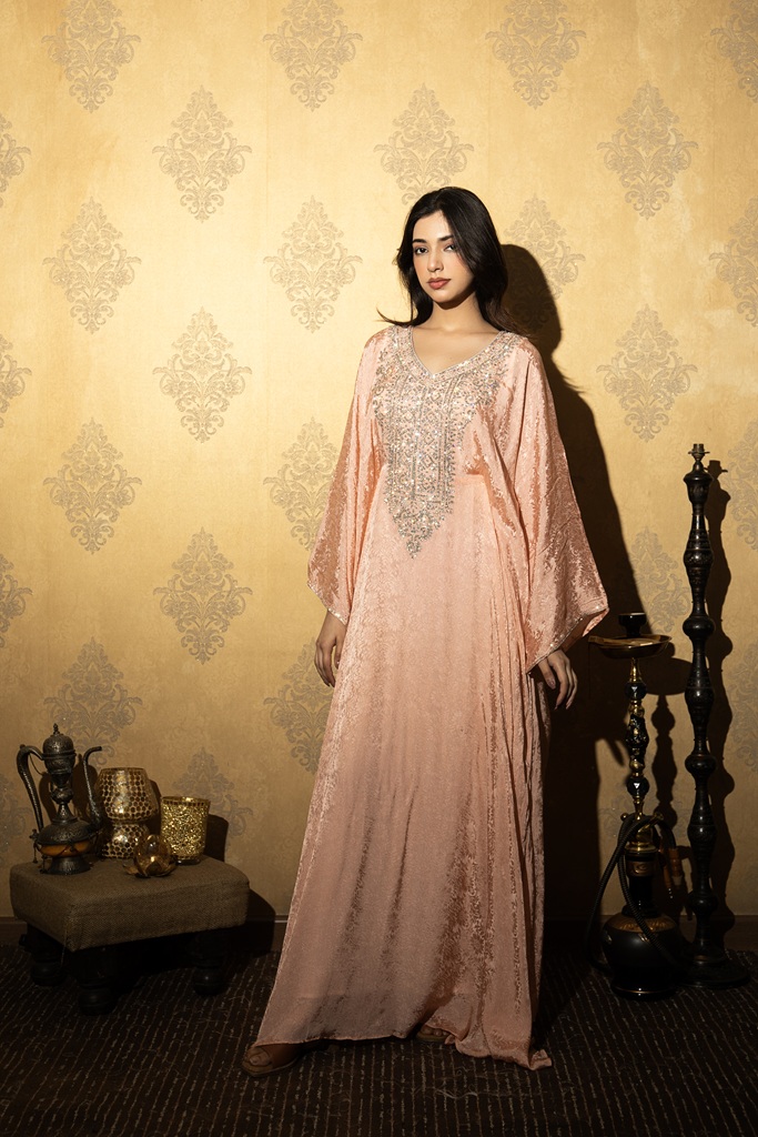 Peach Geometric Kaftan 
