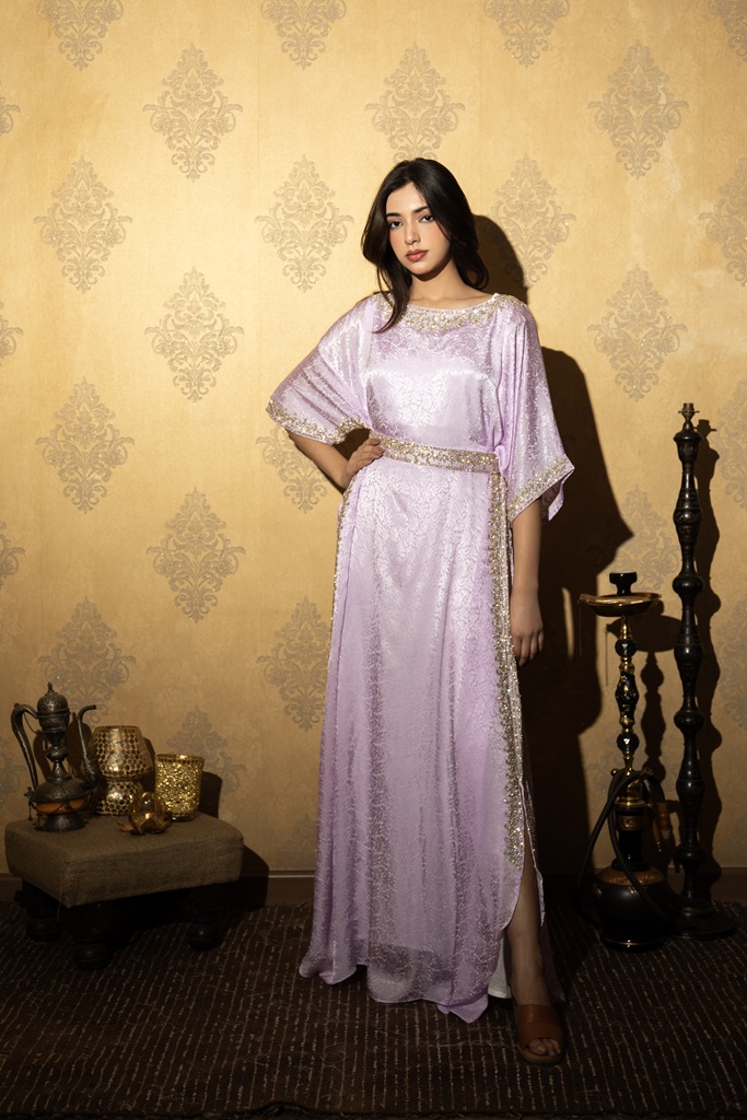 Lilac Side-Border Kaftan