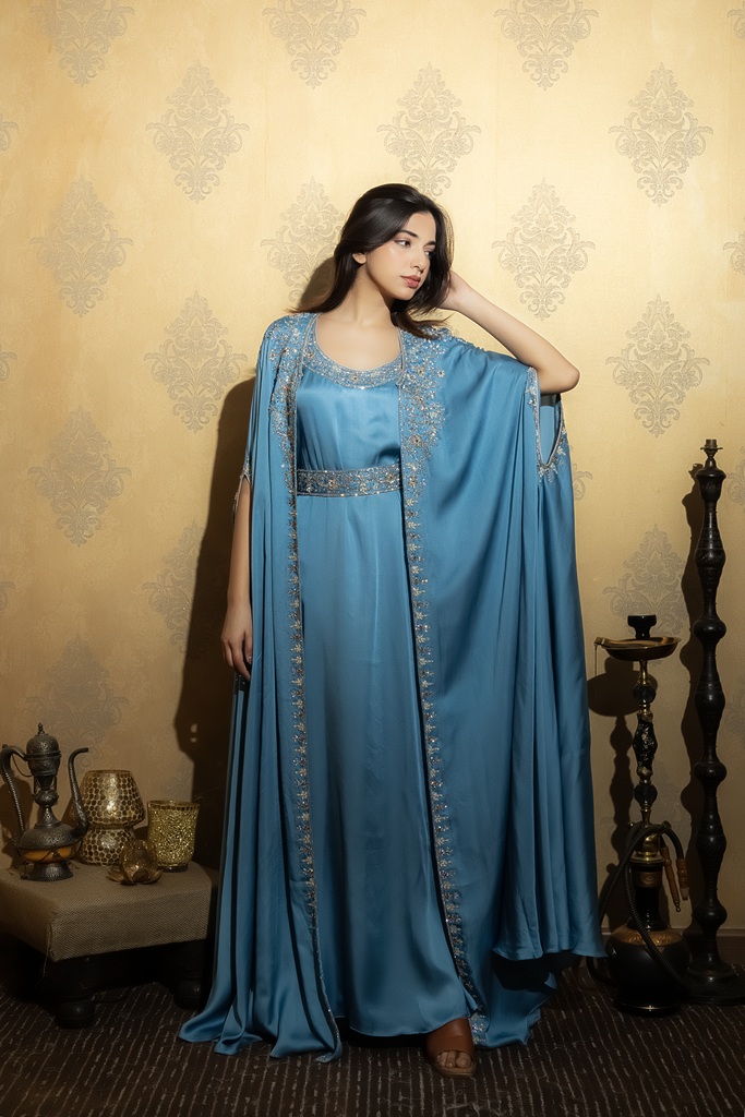 Sapphire Silk Cape Jalabiya