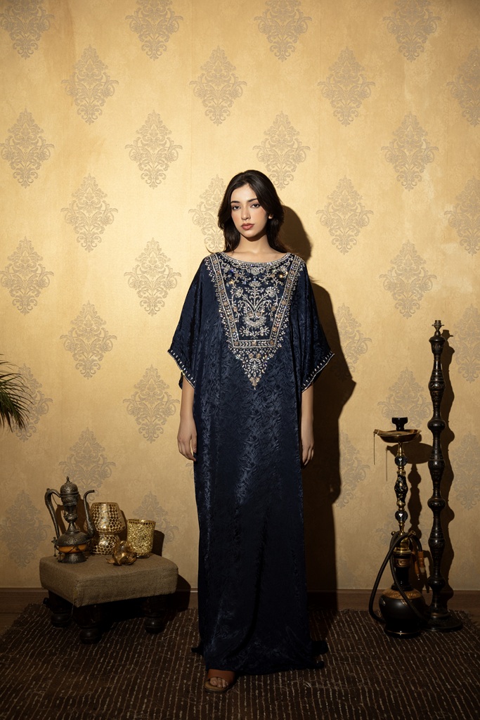 Midnight Blue Embroidered Kaftan