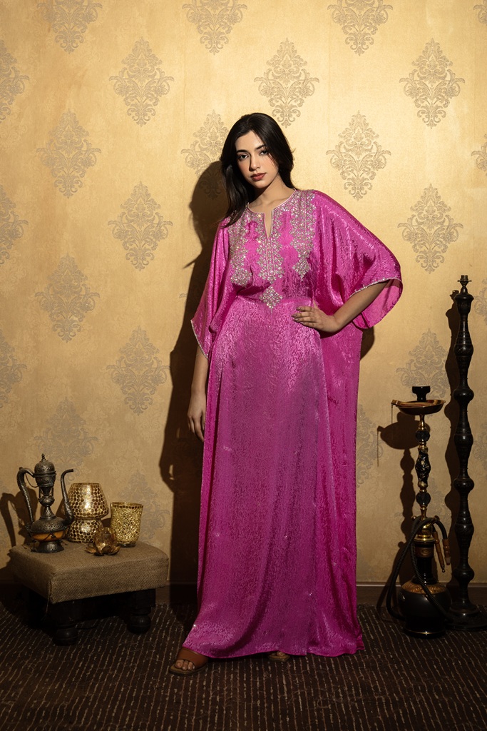 Hot Pink Embellished Kaftan